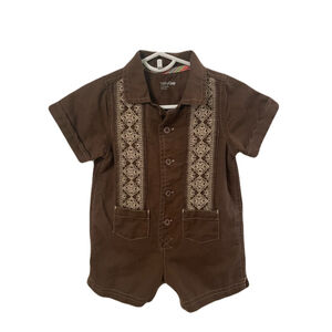 Vintage Baby babyGap Brown & Beige Embroidered Romper 3-6 Months One Piece
